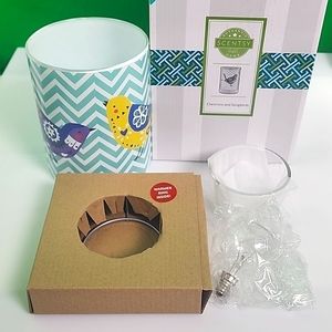 NWT, Scentsy Chevrons and Songbirds Sleeve and Dish with ring.#40592